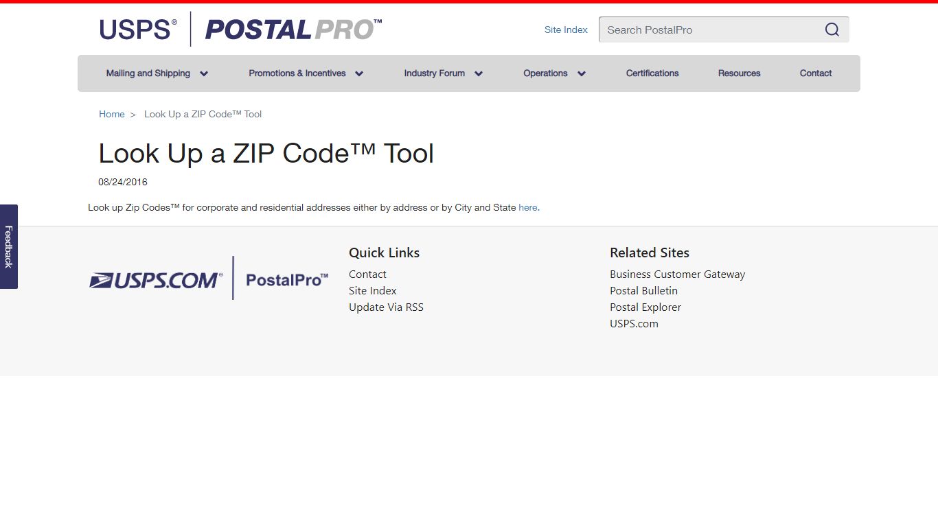 Look Up a ZIP Code™ Tool | PostalPro - USPS