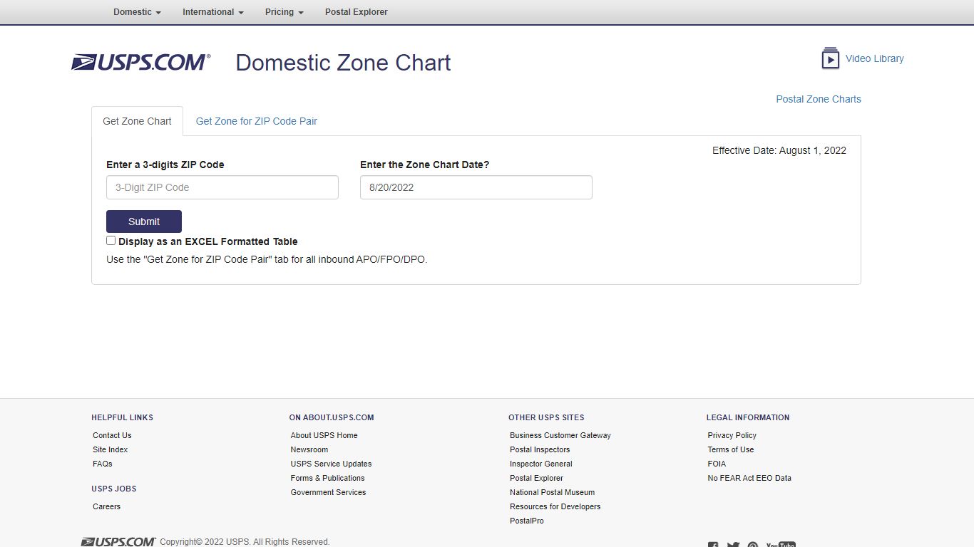 Domestic Zone Chart - USPS